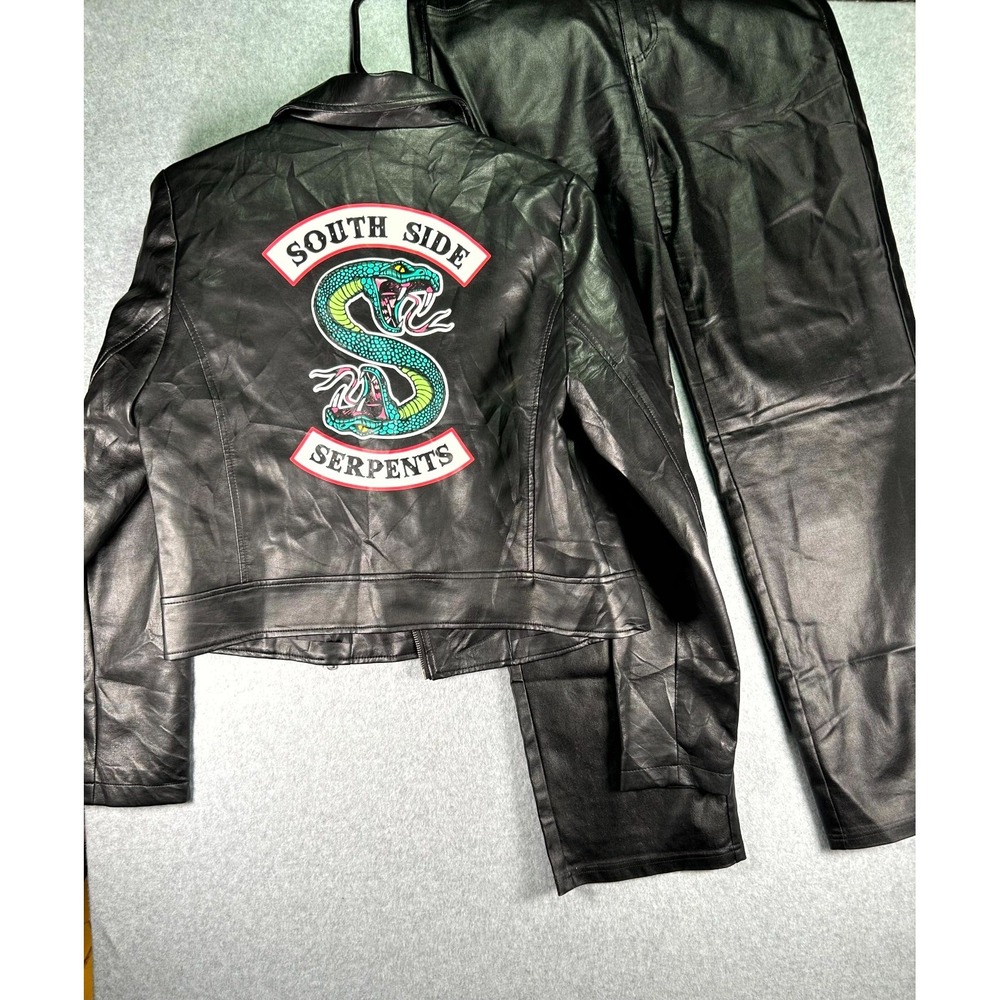 Riverdale South Side Serpents Biker Jacket & Pants Set Womens L/XL Black Leather